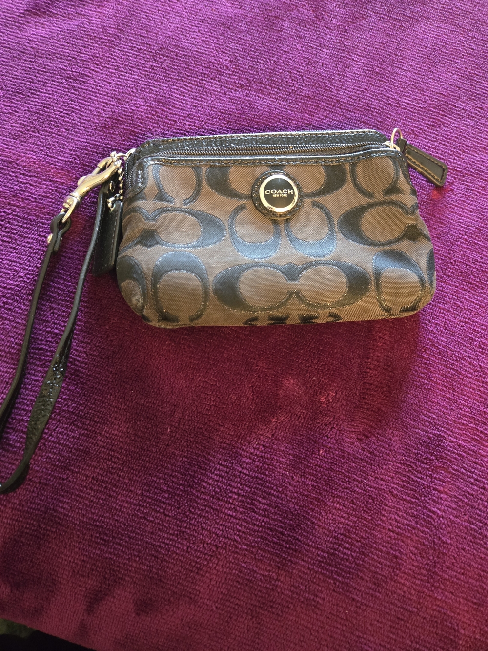 Coach Black Signature Wristlet